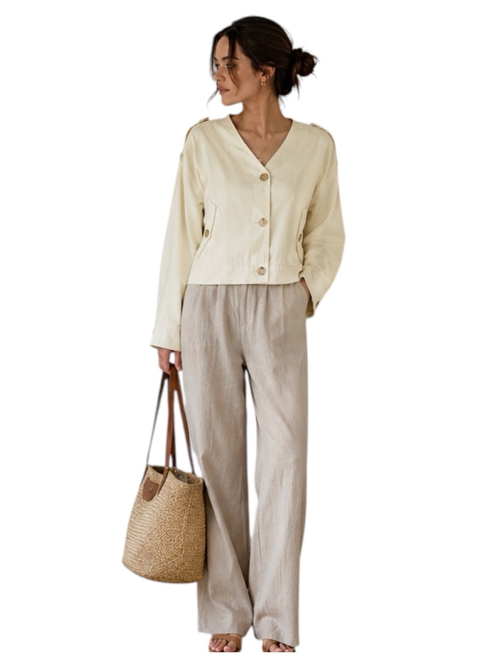 Cream Japanese Minimalist Utility Jacket Coastal Quiet Luxury